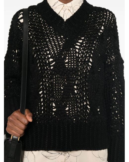 Ermanno Scervino Open Knit Jumper in Black Lyst