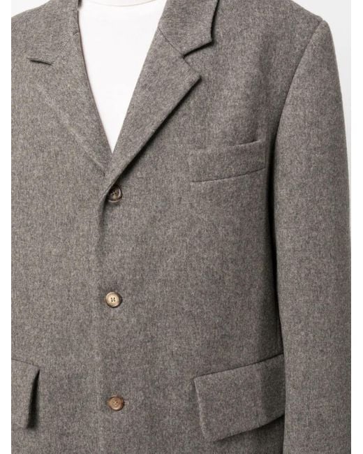 Rier Gray Single-Breasted Wool Coat for men