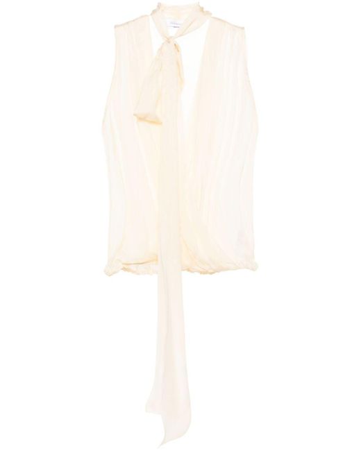 Blumarine White Attached-scarf Wrap Blouse