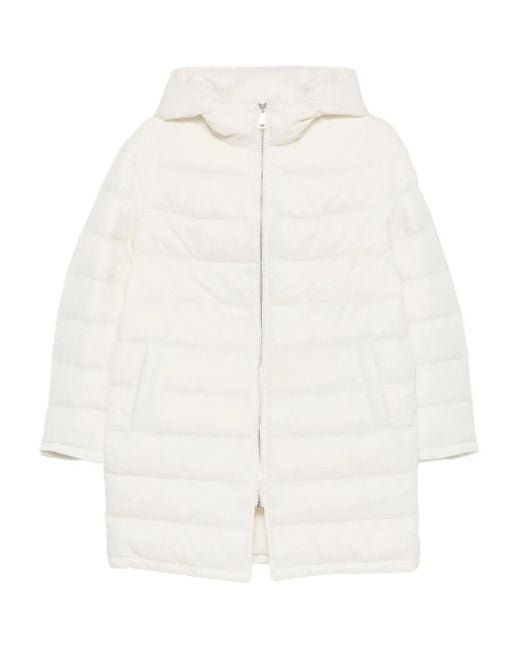 Liska White Hooded Quilted Jacket