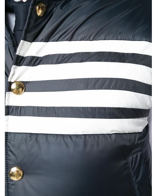 Thom Browne Blue Downfilled 4 Bar Snap Front Vest for men