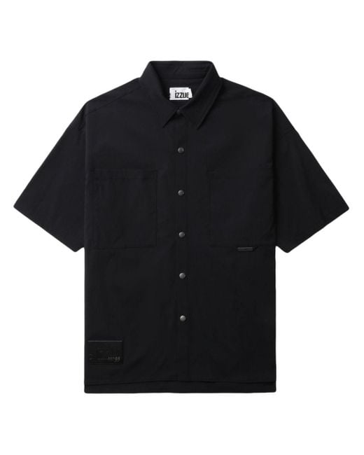 Izzue Black Patch-pocket Press-stud Shirt for men