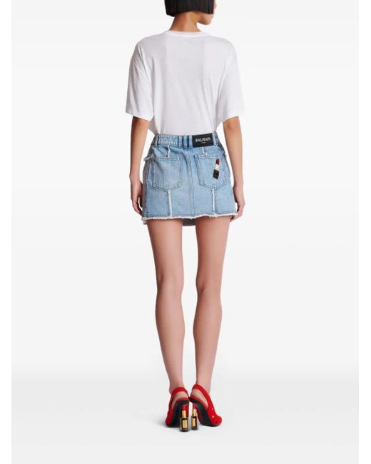 Balmain Blue Denim Minirock
