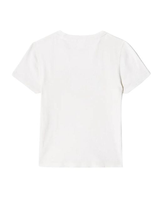 Re/done White Graphic-Print Crew Neck T-Shirt