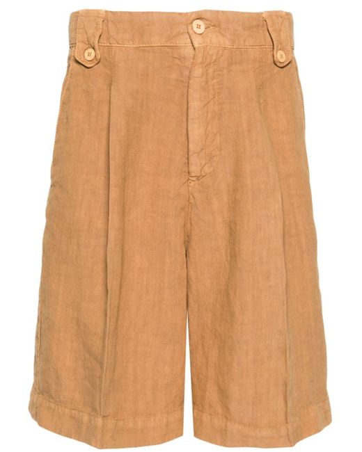 Costumein Natural Pleat-detail Linen Shorts for men