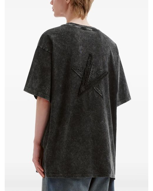 FIVE CM Black T-Shirt À Étoile Appliquée for men