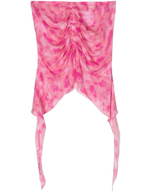 M I S B H V Pink Tie-dye Chiffon Miniskirt