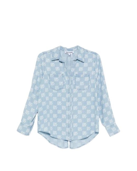 DKNY Blue Buttonned-Front Print Shirt
