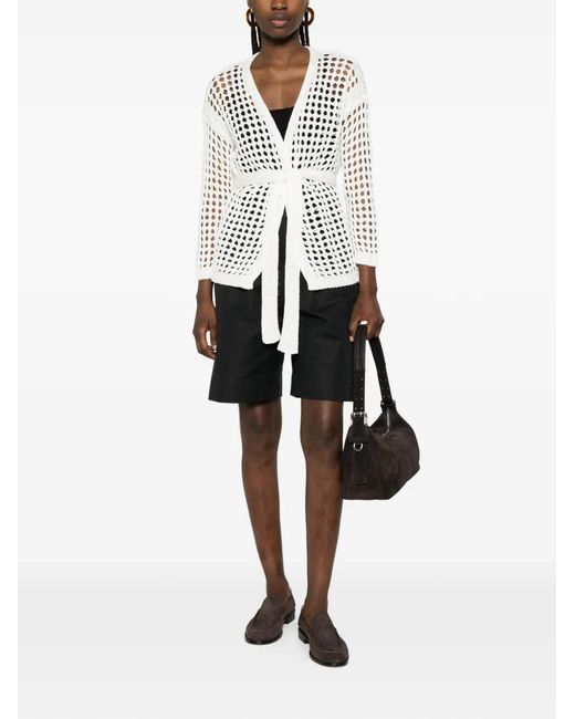 Max Mara White Mxpgelo Openwork Cardigan