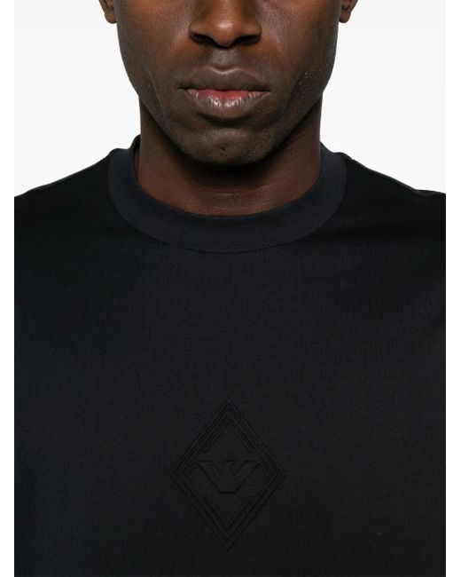 Camiseta con logo en relieve Emporio Armani de hombre de color Black