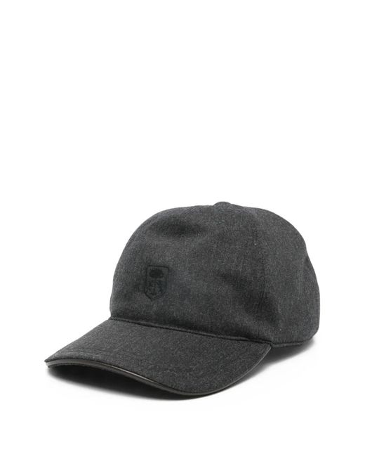 Corneliani Gray Melange Dark Emblem Cap for men