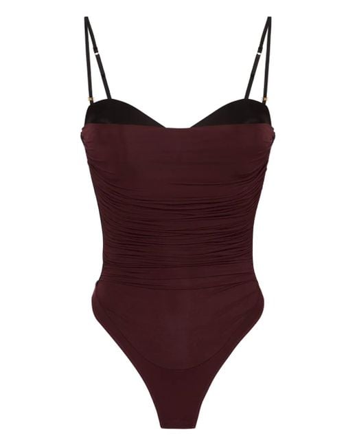 Elisabetta Franchi Purple Gathered Bodysuit