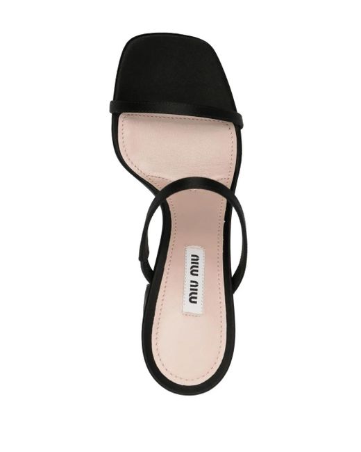 Miu Miu Black Open-Toe Satin Sandals
