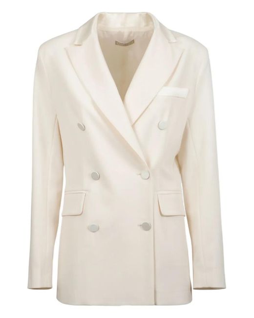 Antonelli Natural Double-Breasted Button Blazer