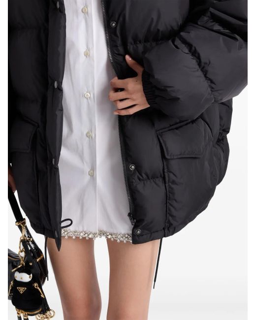 Prada Black Enamel Triangle-Logo Padded Jacket