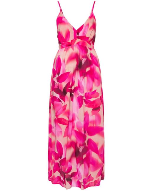Liu Jo Pink Floral-print V-neck Dress
