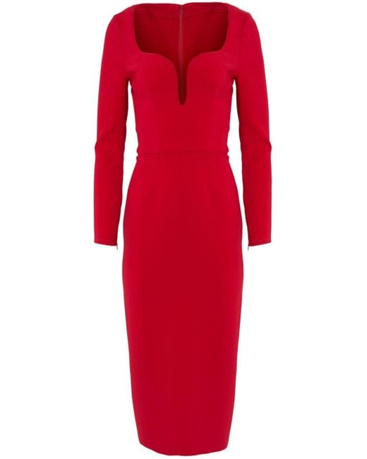 Carolina Herrera Uネック ドレス Red
