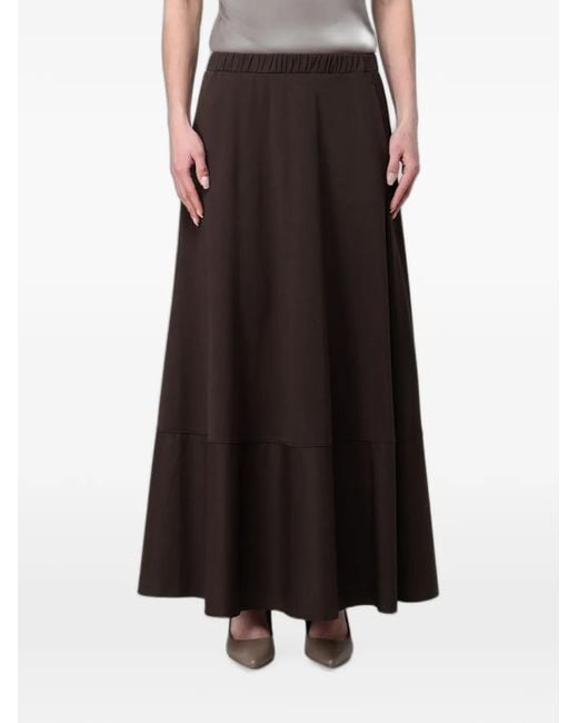 Max Mara Brown Elasticated-Waist Panelled Skirt