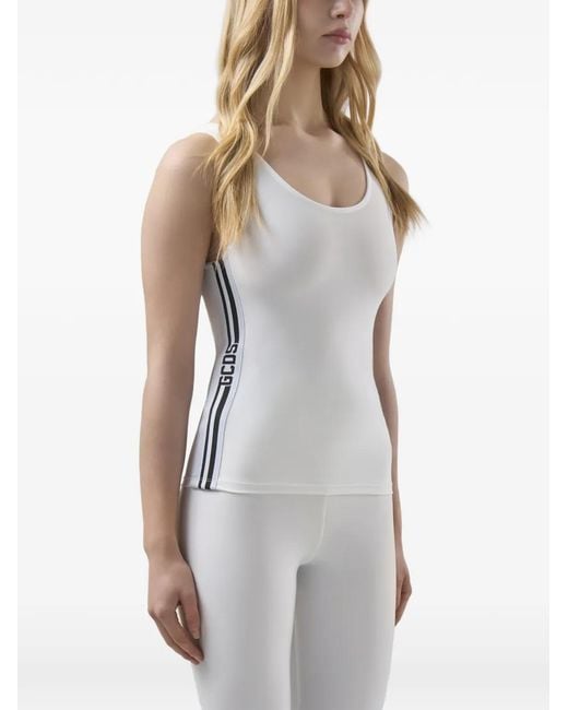 Gcds White Logo-Stripe Tank Top
