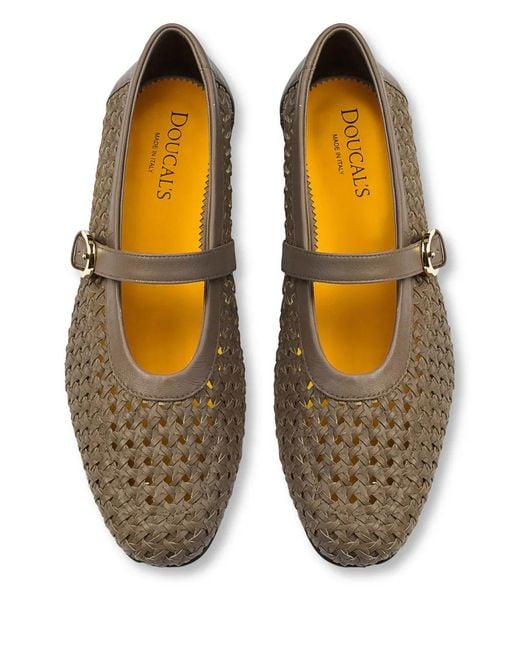 Doucal's Brown Leather Ballerina Shoes