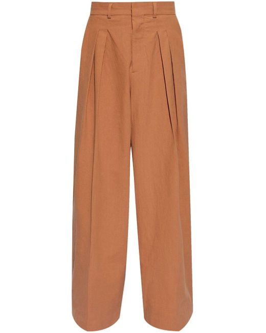 Nanushka Brown Pleat-detail Wide-leg Trousers for men