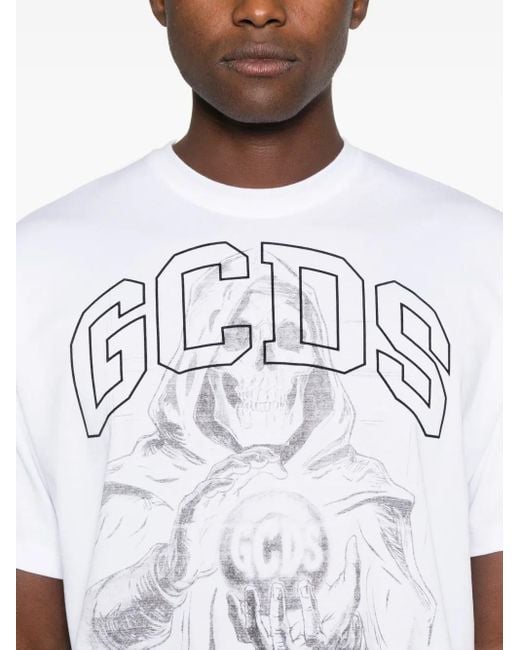 Gcds White Logo-Print T-Shirt for men