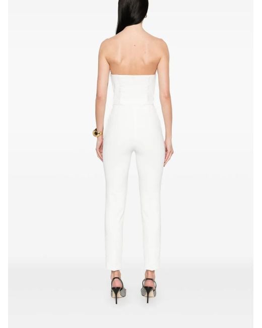 Elisabetta Franchi White Bow-detail Crepe Jumpsuit