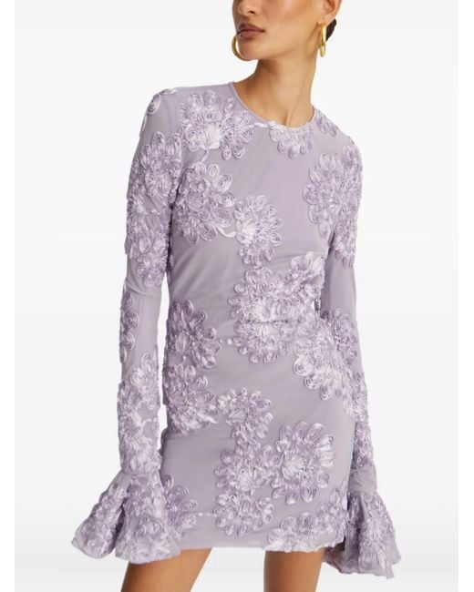 ROTATE BIRGER CHRISTENSEN Purple Floral Mesh Dress