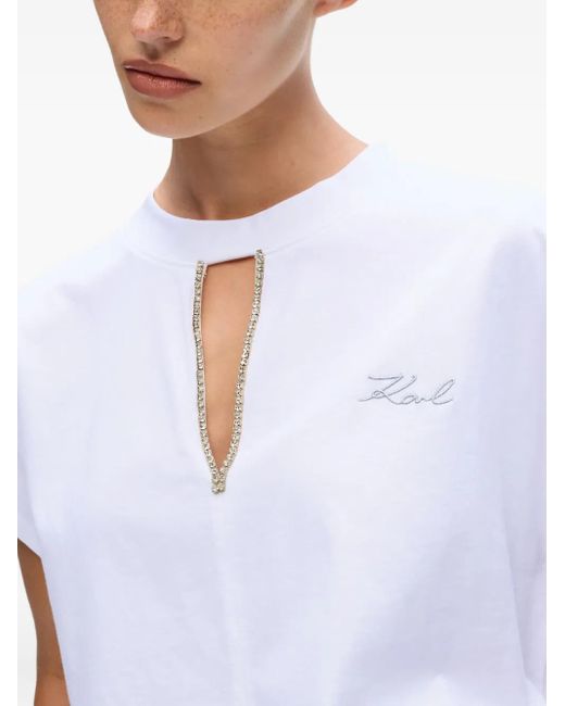 Karl Lagerfeld キーホールネック Tシャツ White