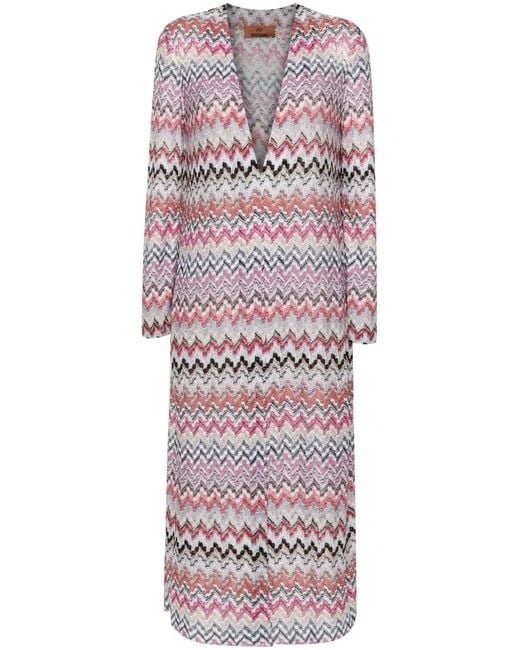 Missoni Pink Zigzag Pattern Long Cardigan