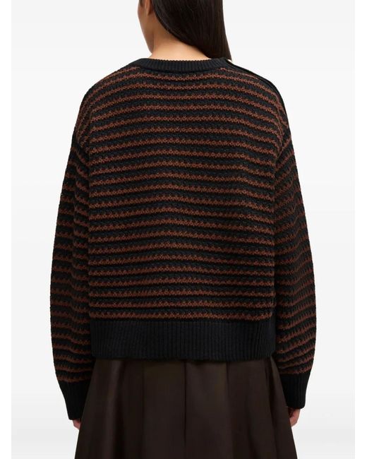Ganni Black Stripe Wool Mix Sweater