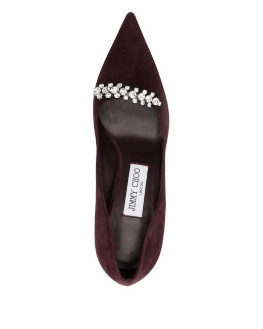 Jimmy Choo Brown 90Mm Crystal-Embellished Pointed-Toe Pumps