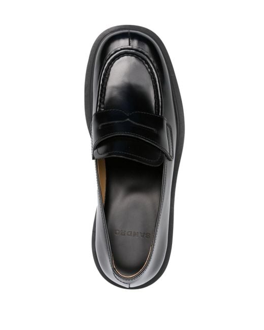 Sandro Black Penny Slot Leather Loafers for men