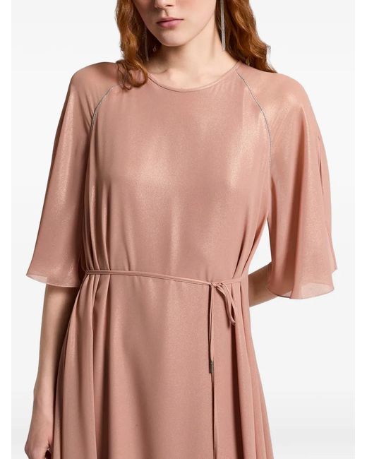 Peserico Pink Tie-Detail Midi Dress