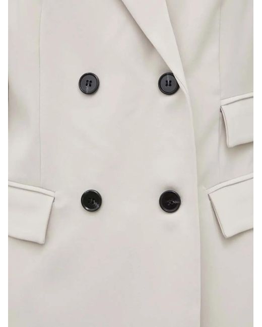 Bruuns Bazaar White Brassica Bb Linda Double-Breasted Puff-Sleeve Blazer