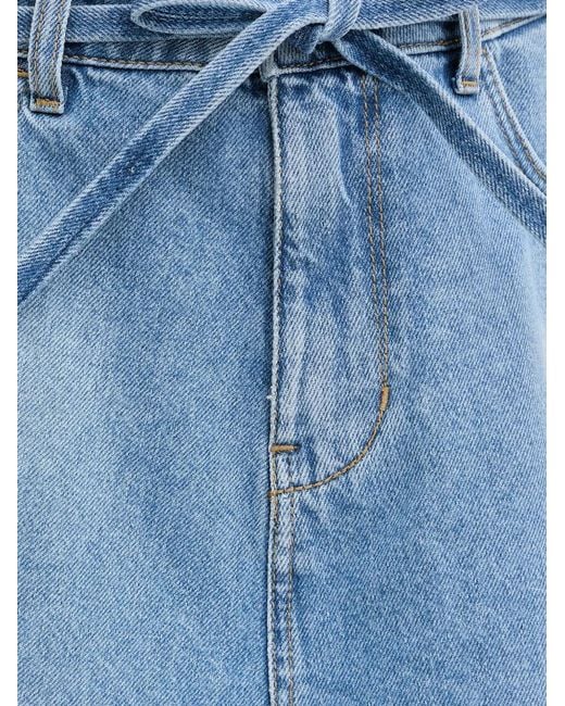 Liu Jo Blue Scarf-Belt Denim Mini Skirt