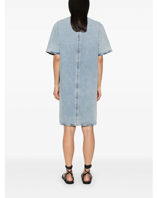 Totême Blue Short-Sleeve Denim Midi Dress