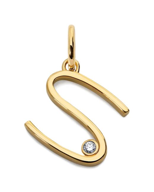 Monica Vinader Metallic Solitaire Diamond Initial Pendant