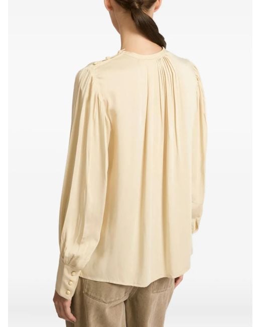 Yves Salomon Natural Button-Embellishment Blouse
