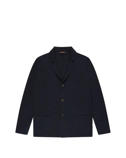 Zanone Blue Cotton Crepe Blazer for men