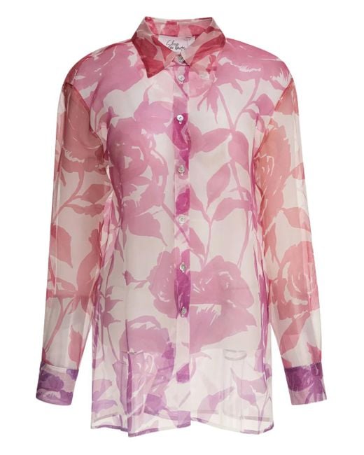 SLEEP NO MORE Pink Seidenbluse mit Blumen-Print