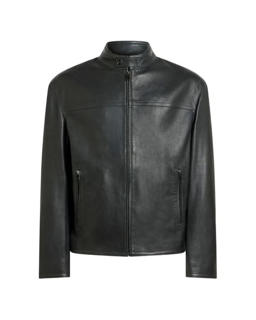 Etro Black Nappa Leather Biker Jacket for men