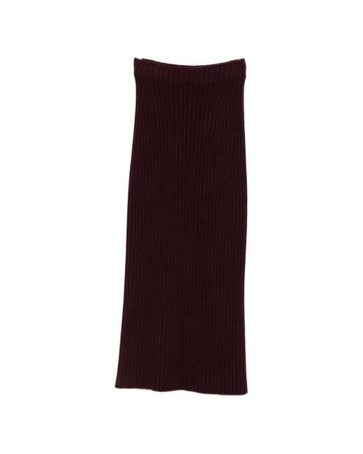 Bompard Purple Ribbed Cashmere Maxi Skirt