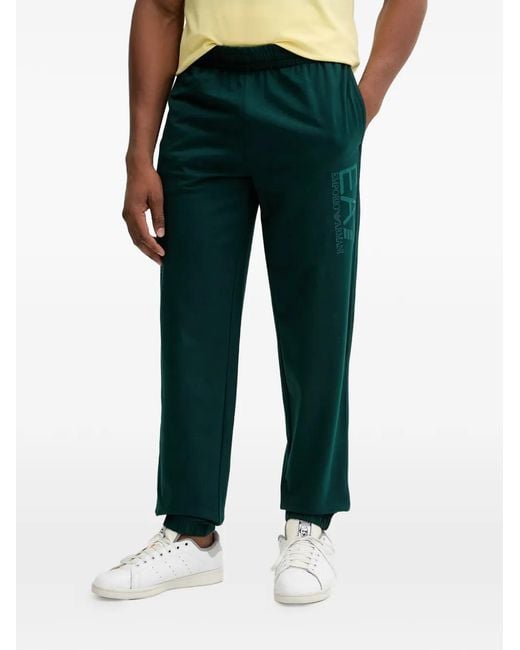 EA7 Green Logo-Print Track Pants for men