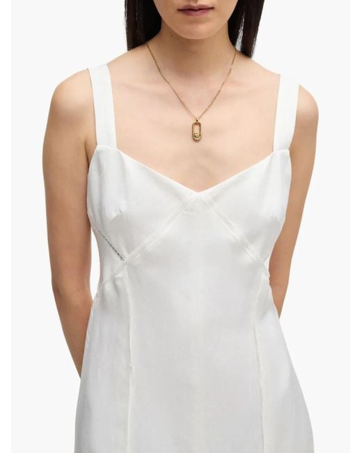 Boss White V-Neck Midi Dress
