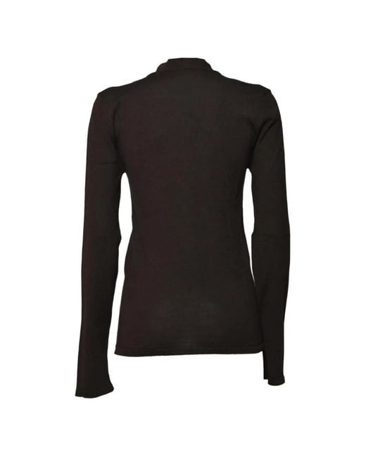 SOLOTRE Black Blouse À Détail De Nœud
