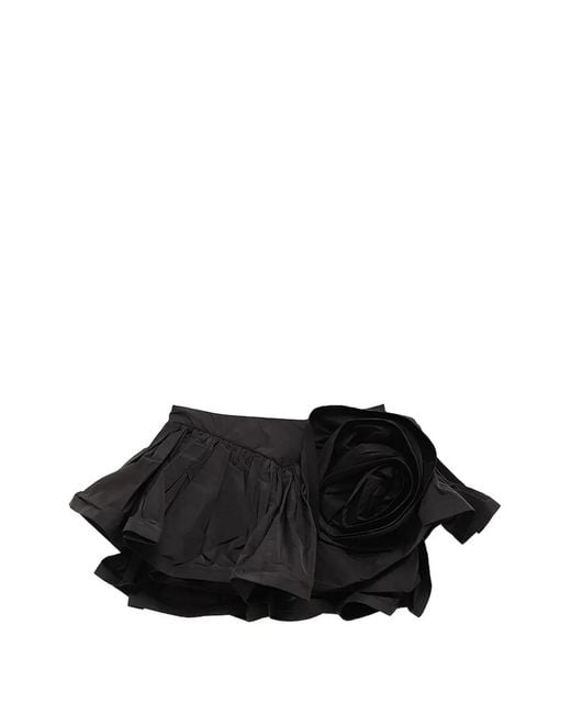 VAQUERA Black Floral-Appliqué Ruffled Skirt