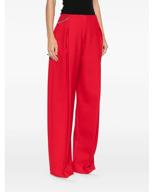 Sportmax Red Pleated-Front Trousers