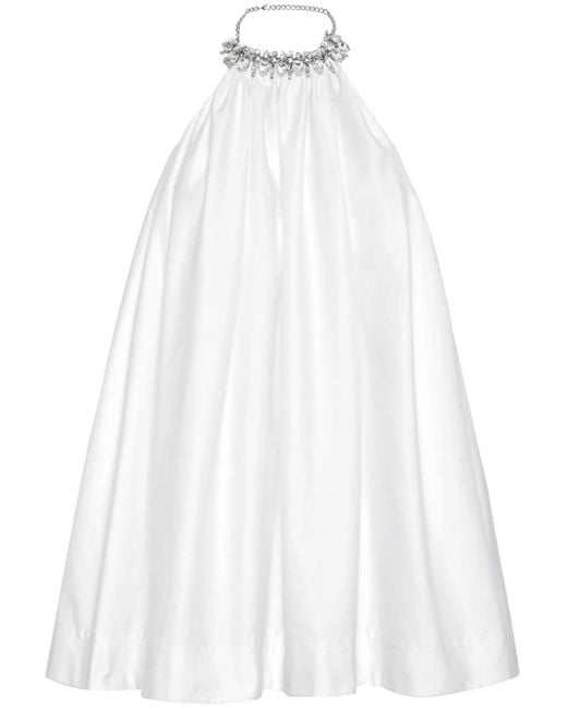 Philipp Plein White Crystal-Embellishment Cotton Mini Dress