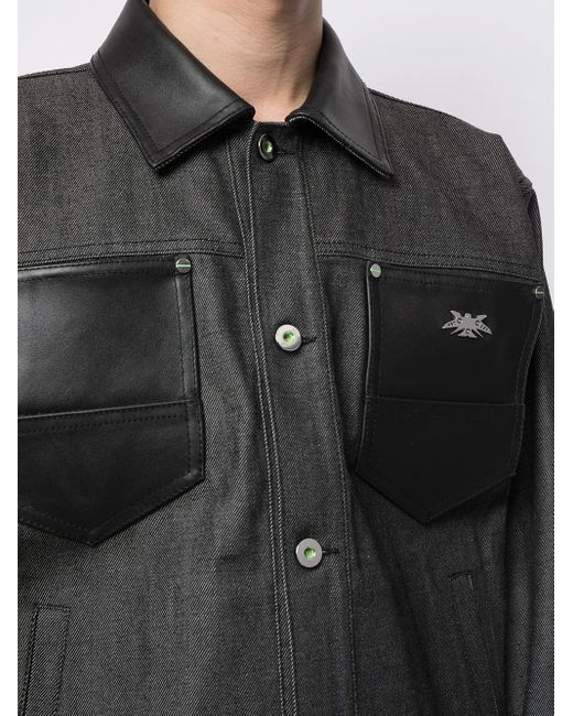 Sankuanz Jeansjacke Mit Lederborten in Black für Herren